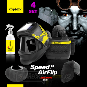 FILTRAČNĚ VENTILAČNÍ JEDNOTKA KOWAX SPEED AIR+KUKLA FLIP ARC+ČISTIČ KUKEL.+CHRÁNIČ KRKU+OCHRANA HLAVY+TAŠKA