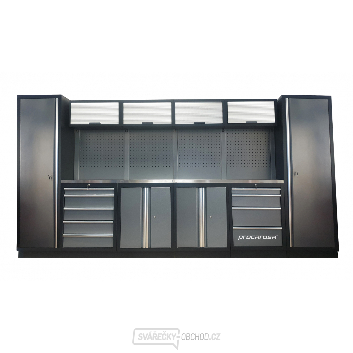 Sestava dílenského nábytku Procarosa PROFESSIONAL L-1 Pracovní deska: nerezová, Hmotnost: 372,1 kg