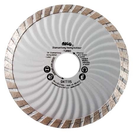 Diamantový kotouč TURBO 115x22,2mm DKT115
