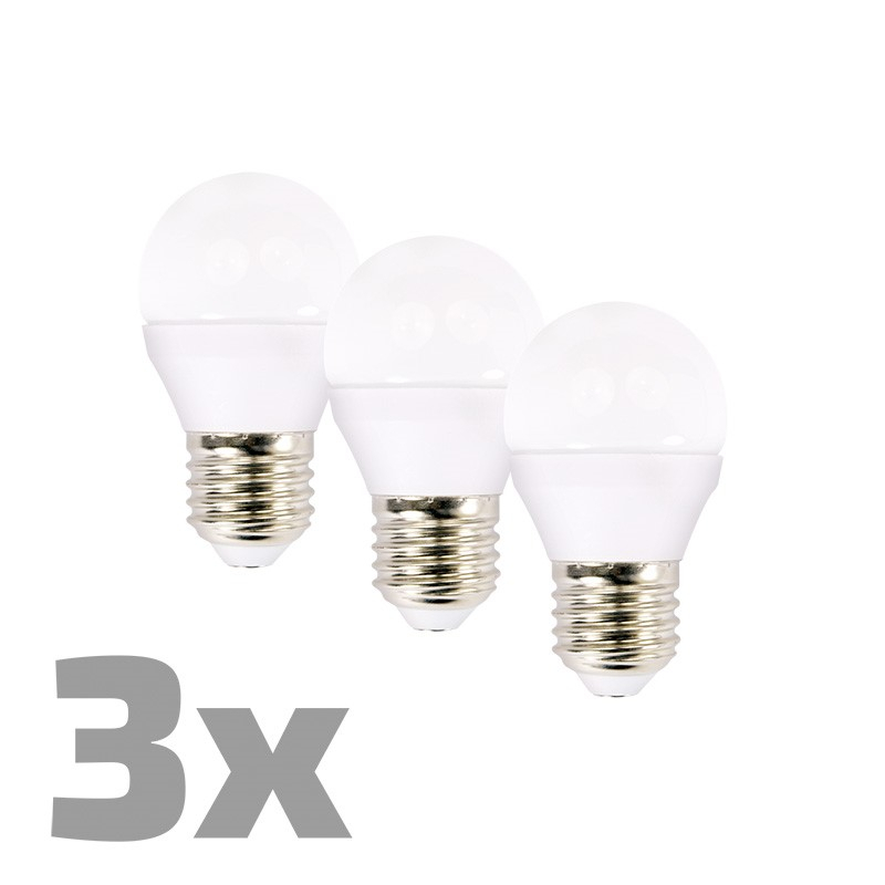 Solight ECOLUX LED žárovka 3-pack , miniglobe, 6W, E27, 3000K, 450lm, 3ks