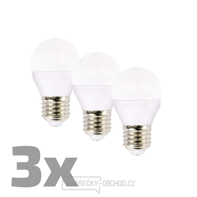ECOLUX LED žárovka 3-pack , miniglobe, 6W, E27, 3000K, 450lm, 3ks
