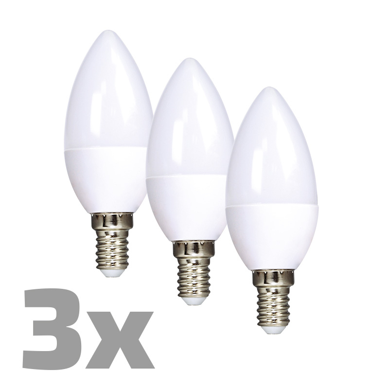 Solight ECOLUX LED žárovka 3-pack, svíčka, 6W, E14, 3000K, 450lm, 3ks WZ431-3