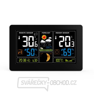 Solight meteostanice, extra velký barevný LCD, teplota, vlhkost, tlak, RCC, USb nabíjení, černá gallery main image