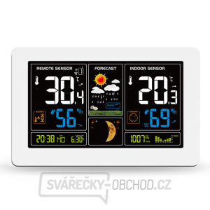Solight meteostanice, extra velký barevný LCD, teplota, vlhkost, tlak, RCC, USB nabíjení, bílá Solight meteostanice, extra velký barevný LCD, teplota, vlhkost, tlak, RCC, USB nabíjení, bílá gallery main image