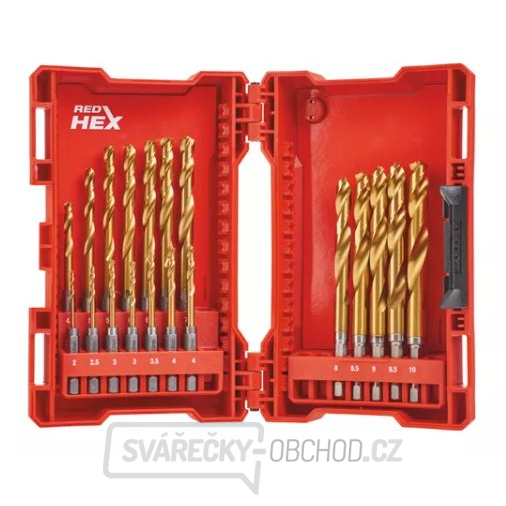 Milwaukee SHOCKWAVE™ HSS-G TiN Red Hex set vrtáků - 19ks