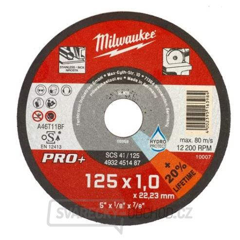 Milwaukee Řezný kotouč na tenký kov PRO+ 125x1.0x22,23mm - 1ks