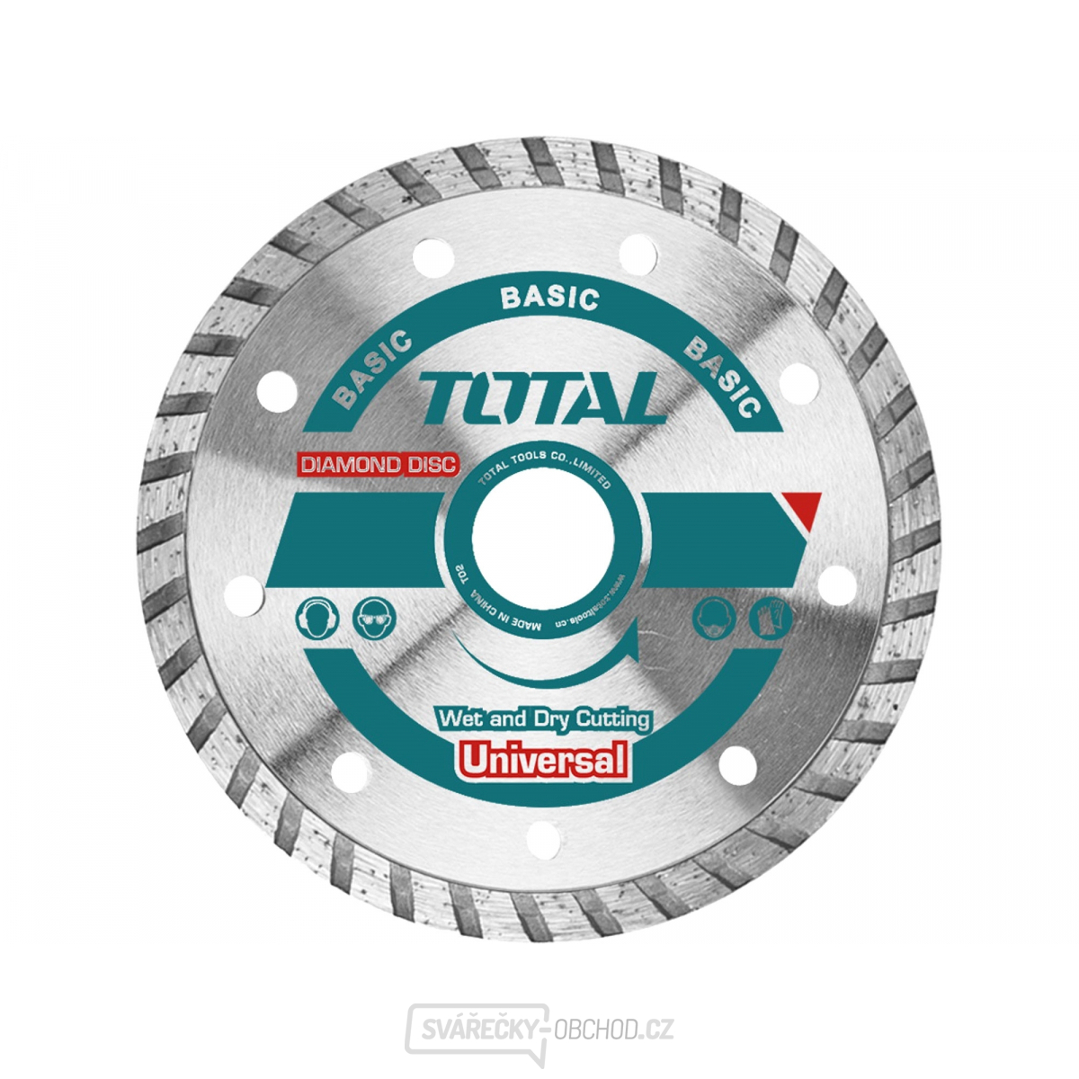 Kotouč diamantový řezný, Turbo, suché i mokré řezání, 115cm, 115x22,2mm, dělený segment 7,5mm, max. 13200 ot./min