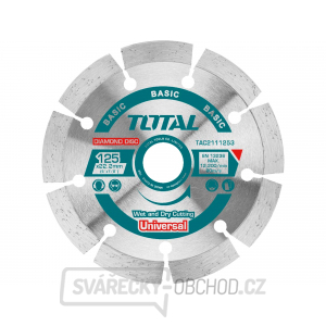 Kotouč diamantový řezný, segmenový, suché i mokré řezání, 125cm, 125x22,2mm, dělený segment 7,5mm, max. 12200 ot./min Kotouč diamantový řezný, segmenový, suché i mokré řezání, 125cm, 125x22,2mm, dělený segment 7,5mm, max. 12200 ot./min gallery main image