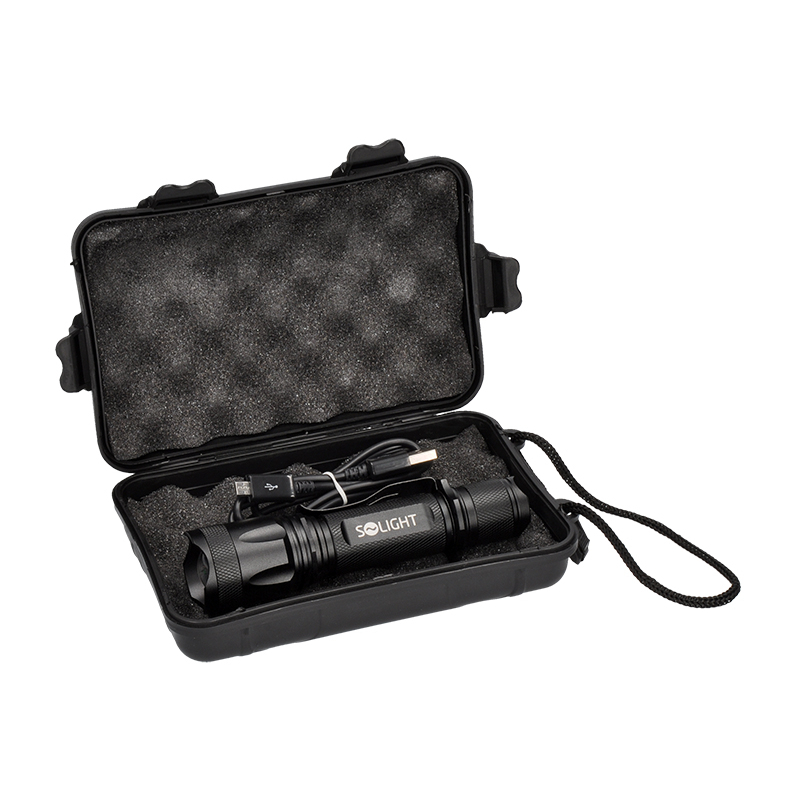 Levně Solight LED nabíjecí svítilna, 600lm, Cree XM-L2 T6, zoom, Li-Ion WN22