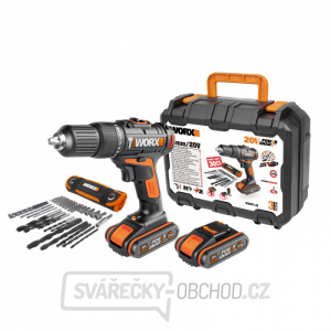 Aku příklepová vrtačka 20V Worx orange WX371.10, 2x 2.0Ah + kufr - PowerShare