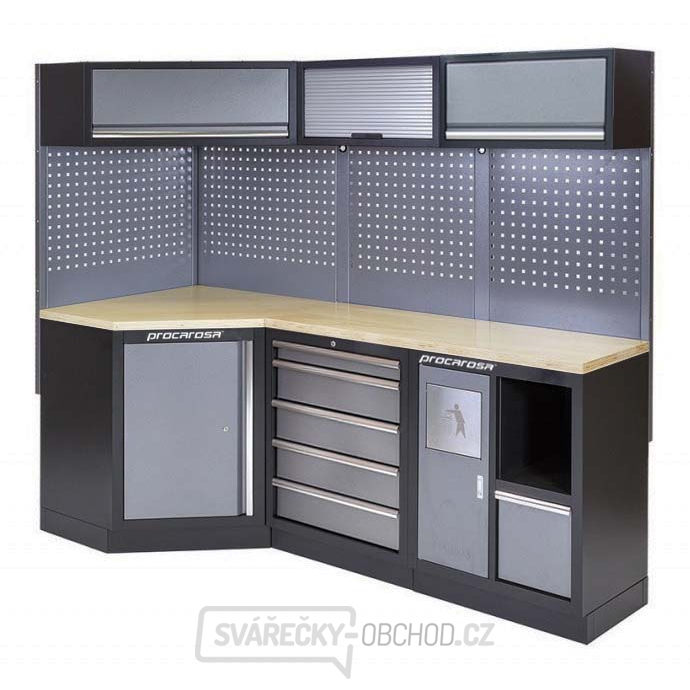 Rohová sestava dílenského nábytku Procarosa PROFI XS-VIII Pracovní deska: dřevěná, Hmotnost: 224 kg