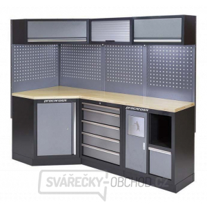 Rohová sestava dílenského nábytku Procarosa PROFI XS-VIII Pracovní deska: dřevěná, Hmotnost: 224 kg Rohová sestava dílenského nábytku Procarosa PROFI XS-VIII Pracovní deska: dřevěná, Hmotnost: 224 kg gallery main image