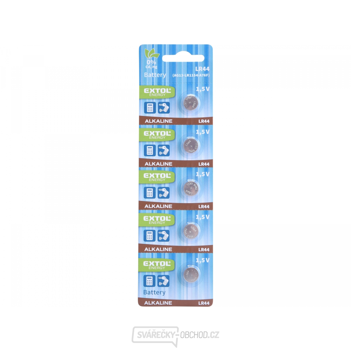 Baterie alkalické, 5ks, 1,5V (LR44)