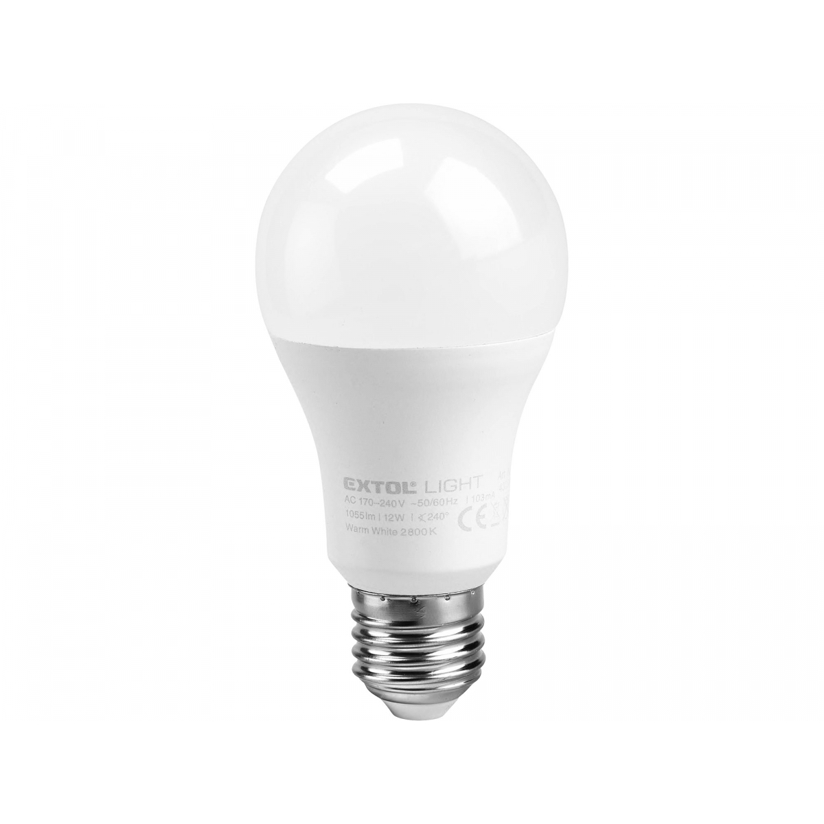 EXTOL LIGHT žárovka LED klasická, 9W, 800lm, E27, teplá bílá