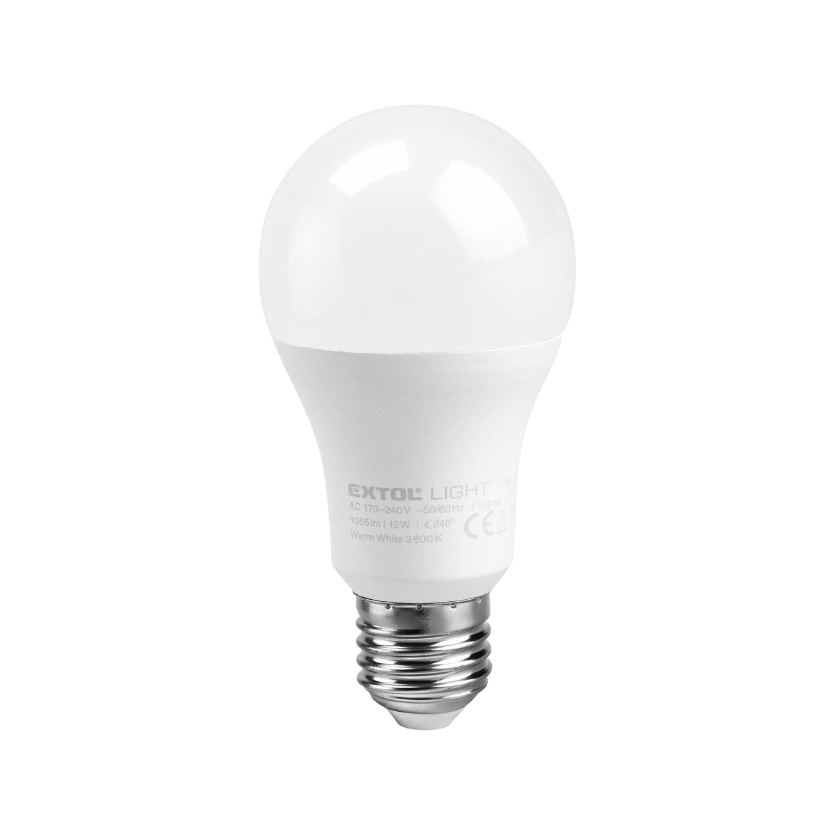 EXTOL LIGHT žárovka LED klasická, 12W, 1055lm, E27, teplá bílá 43004
