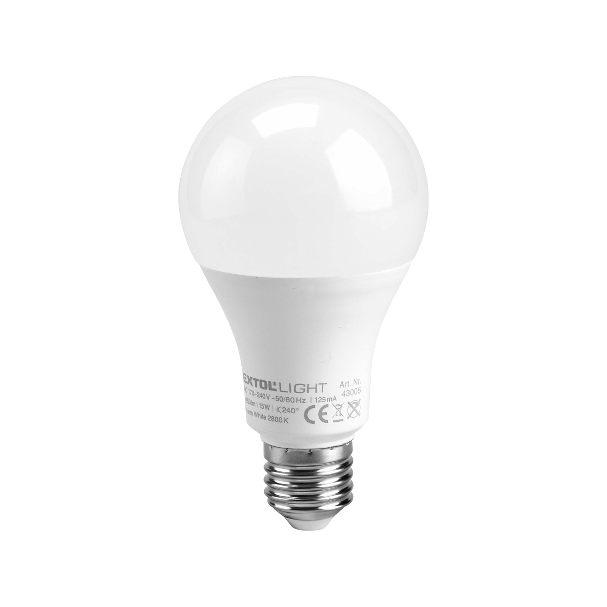 EXTOL LIGHT žárovka LED klasická, 15W, 1350lm, E27, teplá bílá 43005