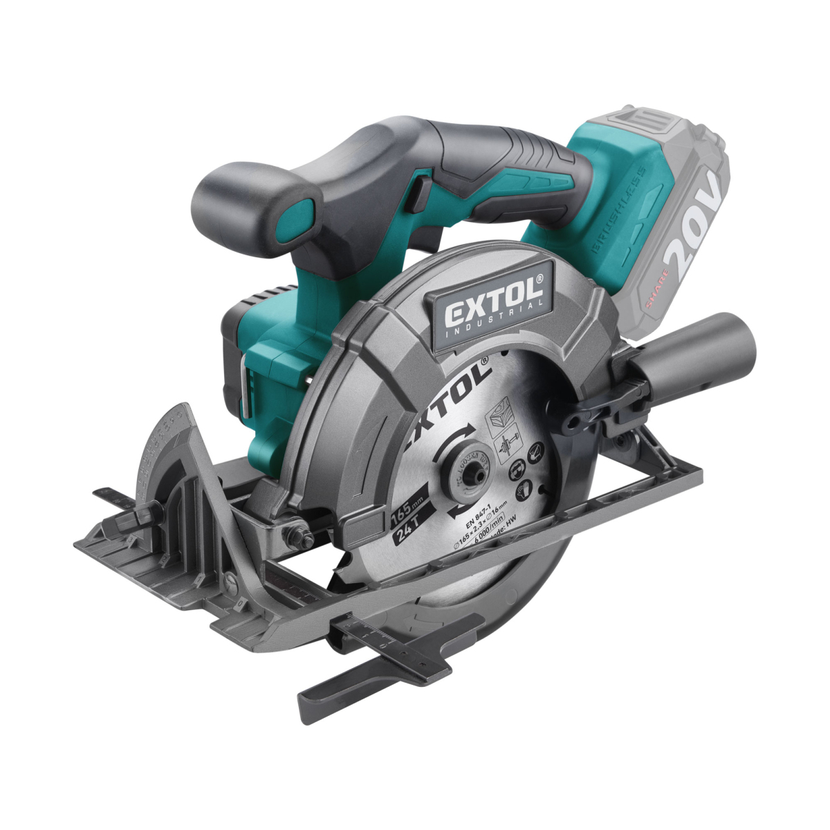 EXTOL INDUSTRIAL Pila kotoučová aku SHARE20V, 165mm, BRUSHLESS, 20V Li-ion, bez baterie a nabíječky 8791823