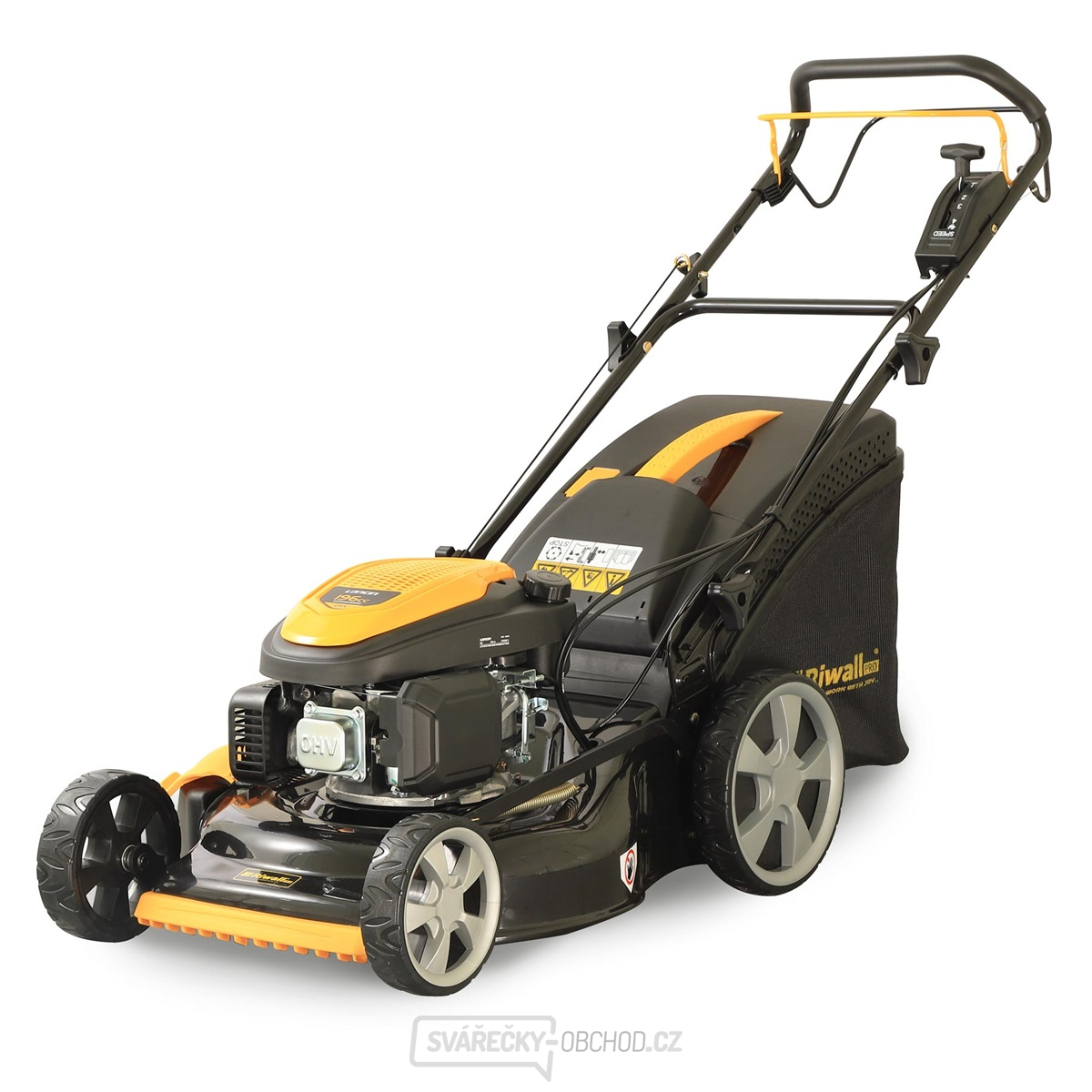 Benzínová sekačka na trávu Riwall PRO RPM 5155 V PRO 4v1 s variabilním pojezdem