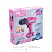 Aku vrtací šroubovák růžový EXTOL 12V Li-ion, 1500mAh Aku vrtací šroubovák růžový EXTOL 12V Li-ion, 1500mAh náhled