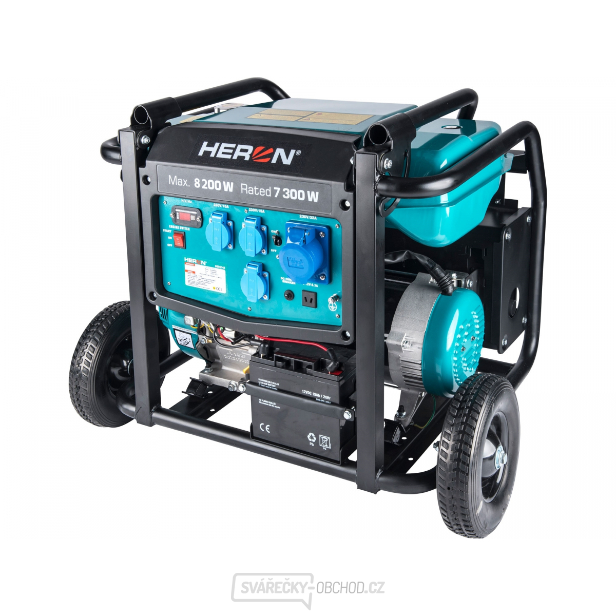 Elektrocentrála benzínová 17HP/8,2kW, podvozek, elektrický start