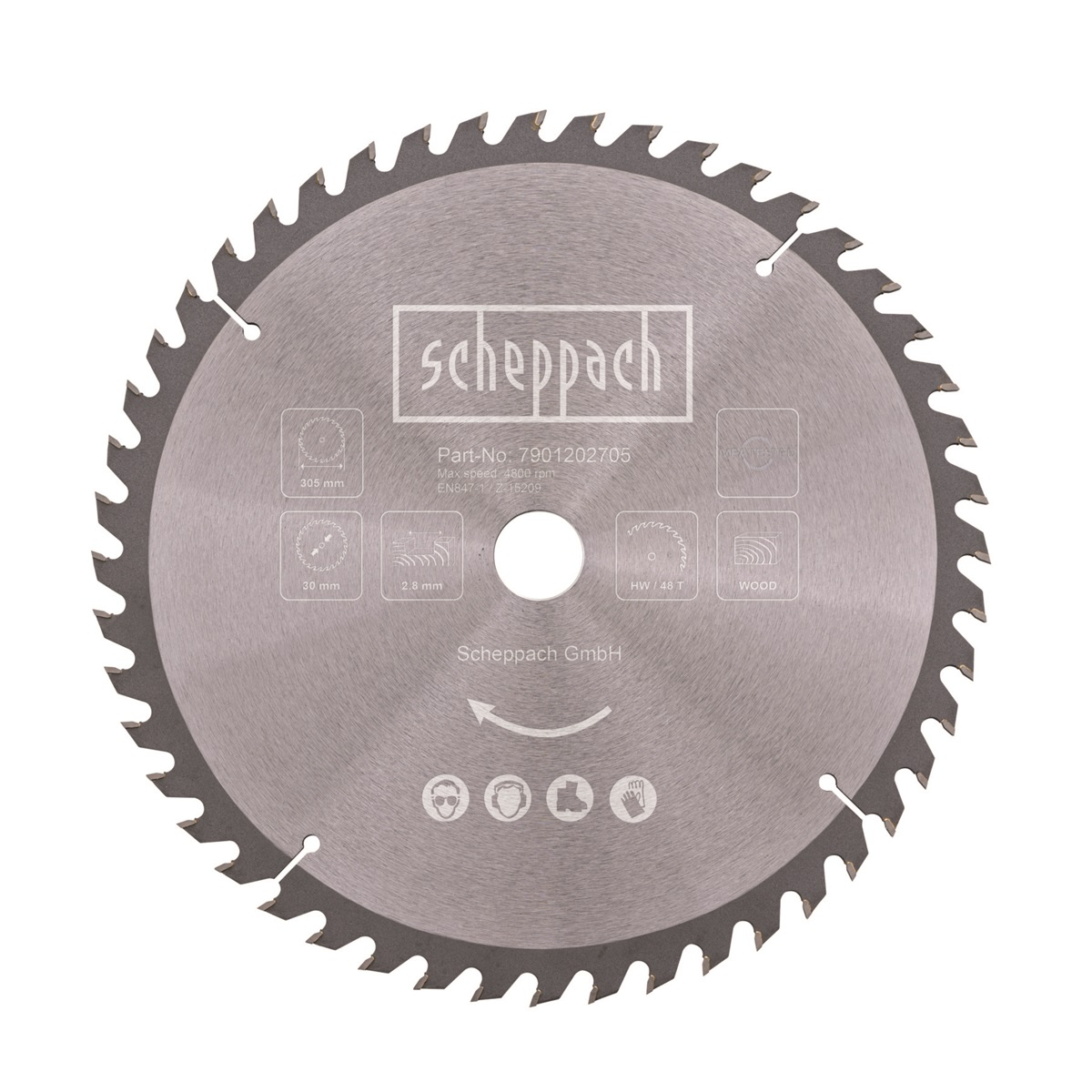 Levně Scheppach pilový kotouč na dřevo, TCT pr. 305/30, 48 zubů 7901202705