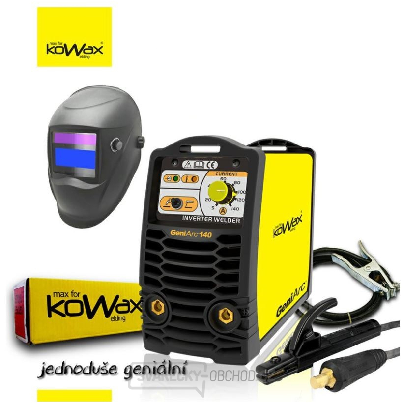KOWAX® GeniArc®140 Svař. invertor MMA/TIG, set 03a + 3m kabely + kukla + elektrody 2,5mm/2,5kg