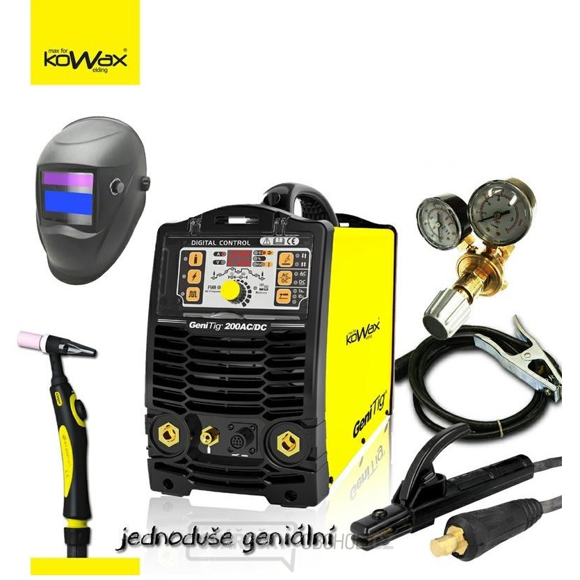 GeniTig 200AC/DC HF SET 02 + hořák HKT09A4 s koncovými díly, kukla Panter, redukční ventil KOWAX