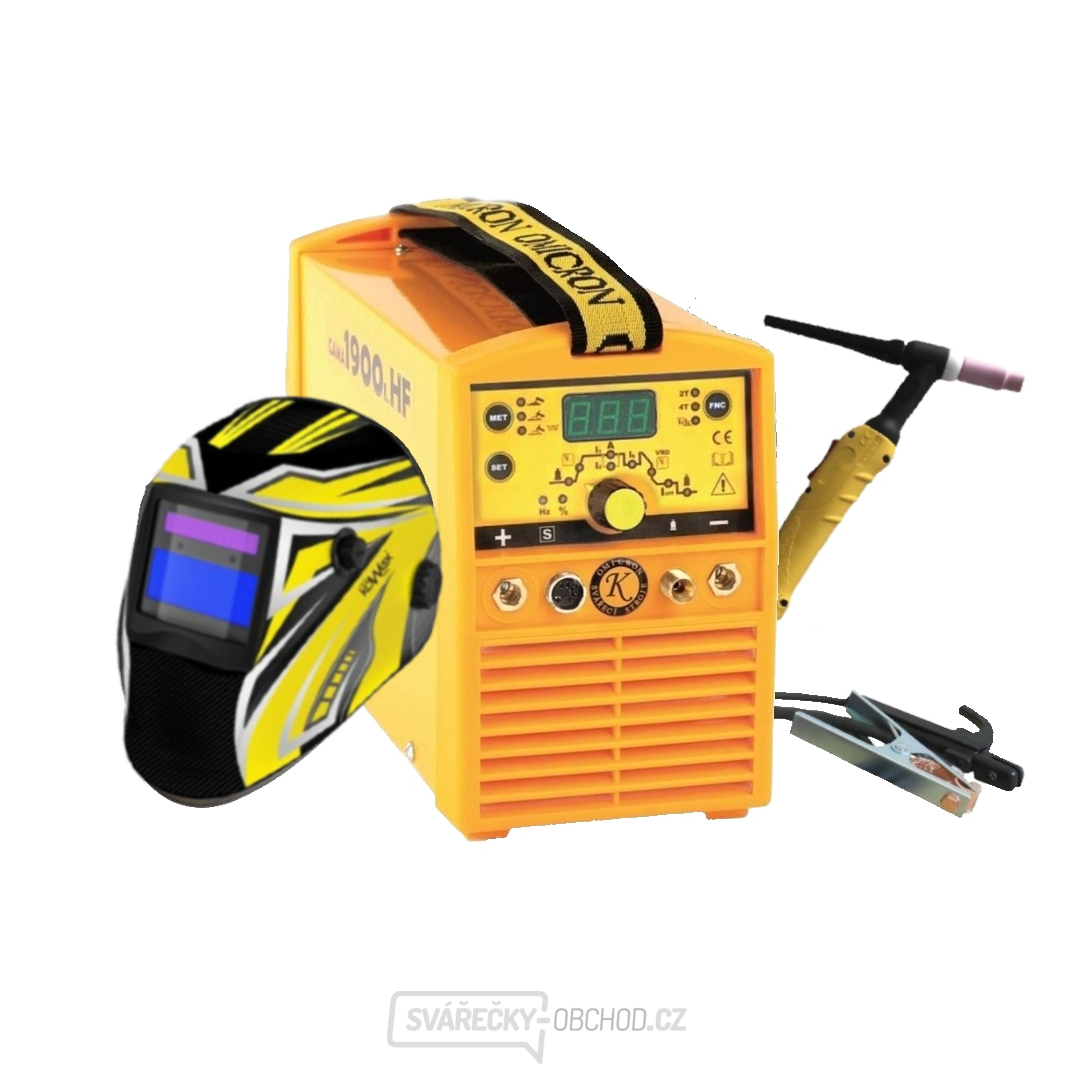 GAMA 1900L HF - invertorový svářecí zdroj + 25/3m kabely + TIG hořák 4m + kukla
