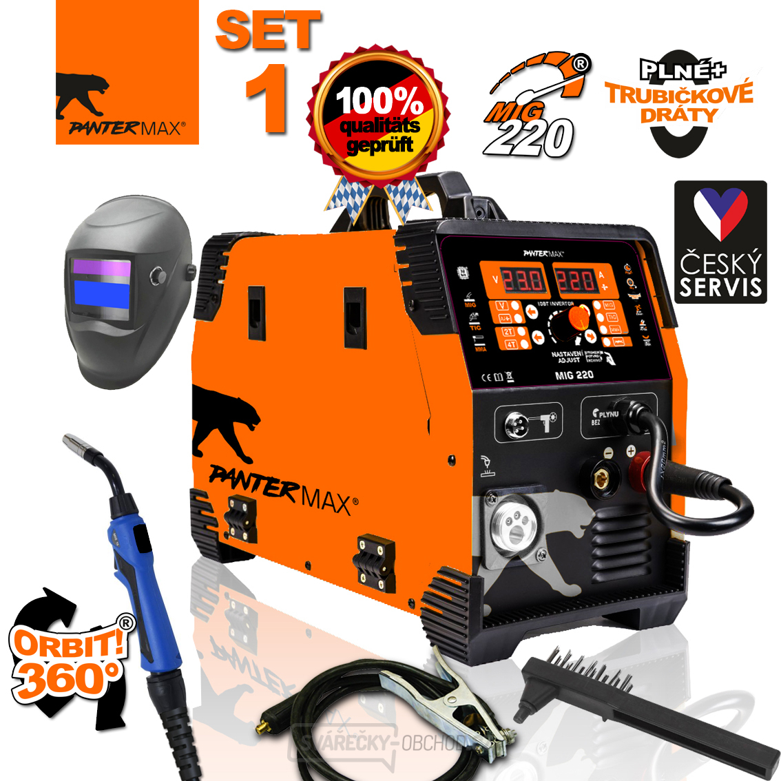 PanterMax invertorová svářečka MIG220 - MIG/TIG/MMA - SET1