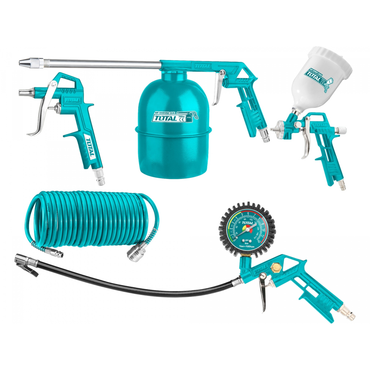 TOTAL Kompresorová sada, pneu, 5ks TATK053