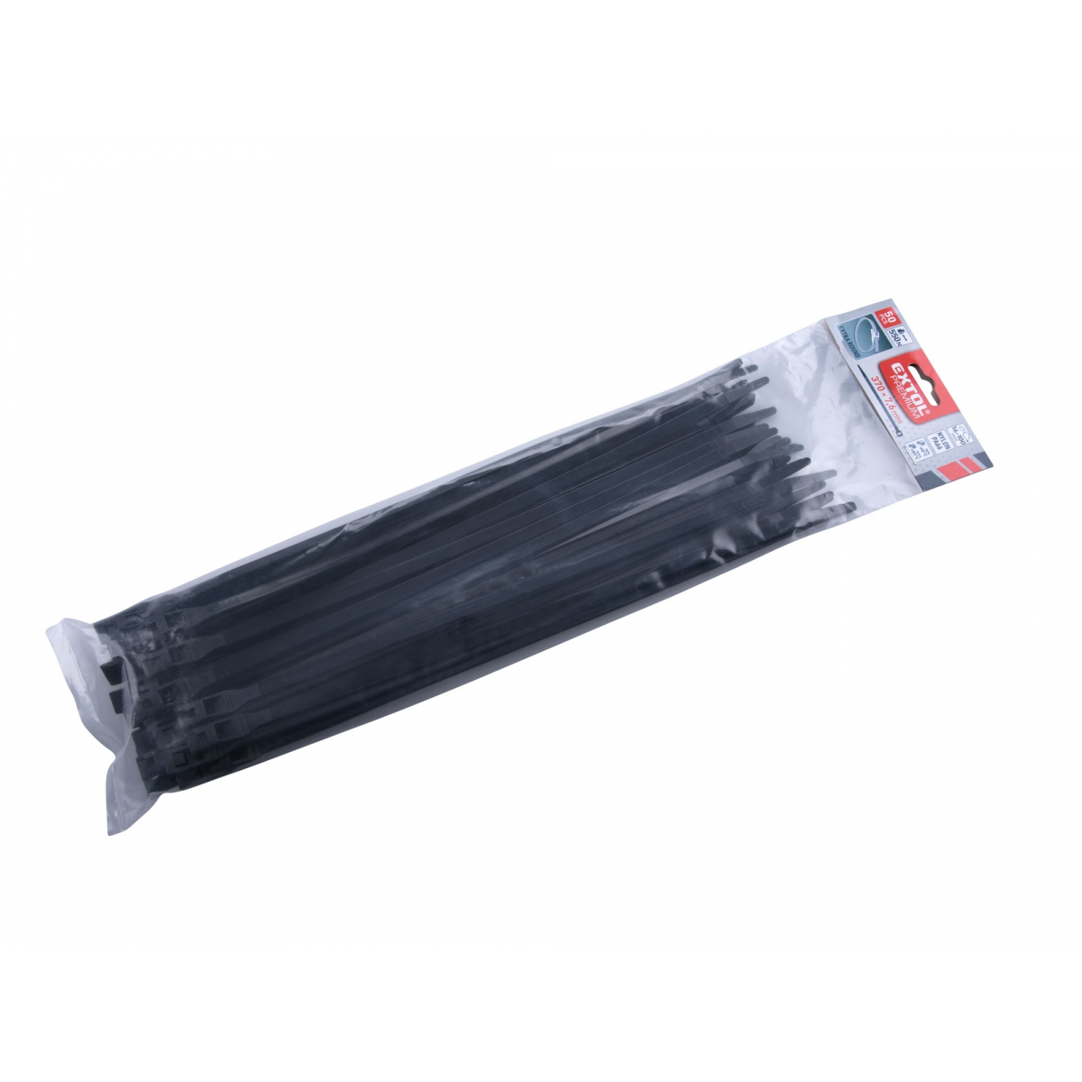 EXTOL PREMIUM Pásky stahovací na kabely EXTRA, černé, 370x7,6mm, 50ks, nylon PA66