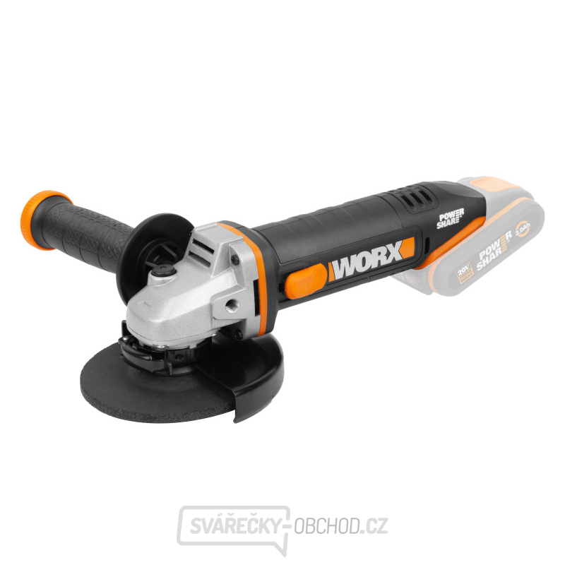Akumulátorová úhlová bruska 125mm WORX Orange WX803.9 20V - bez akumulátoru - Powershare 