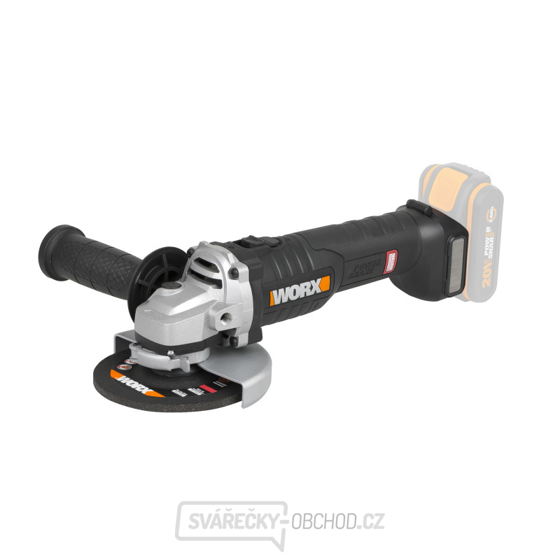 Aku úhlová bruska 125mm WORX Orange WX812.9 - 20V - bez akumulátoru - Powershare