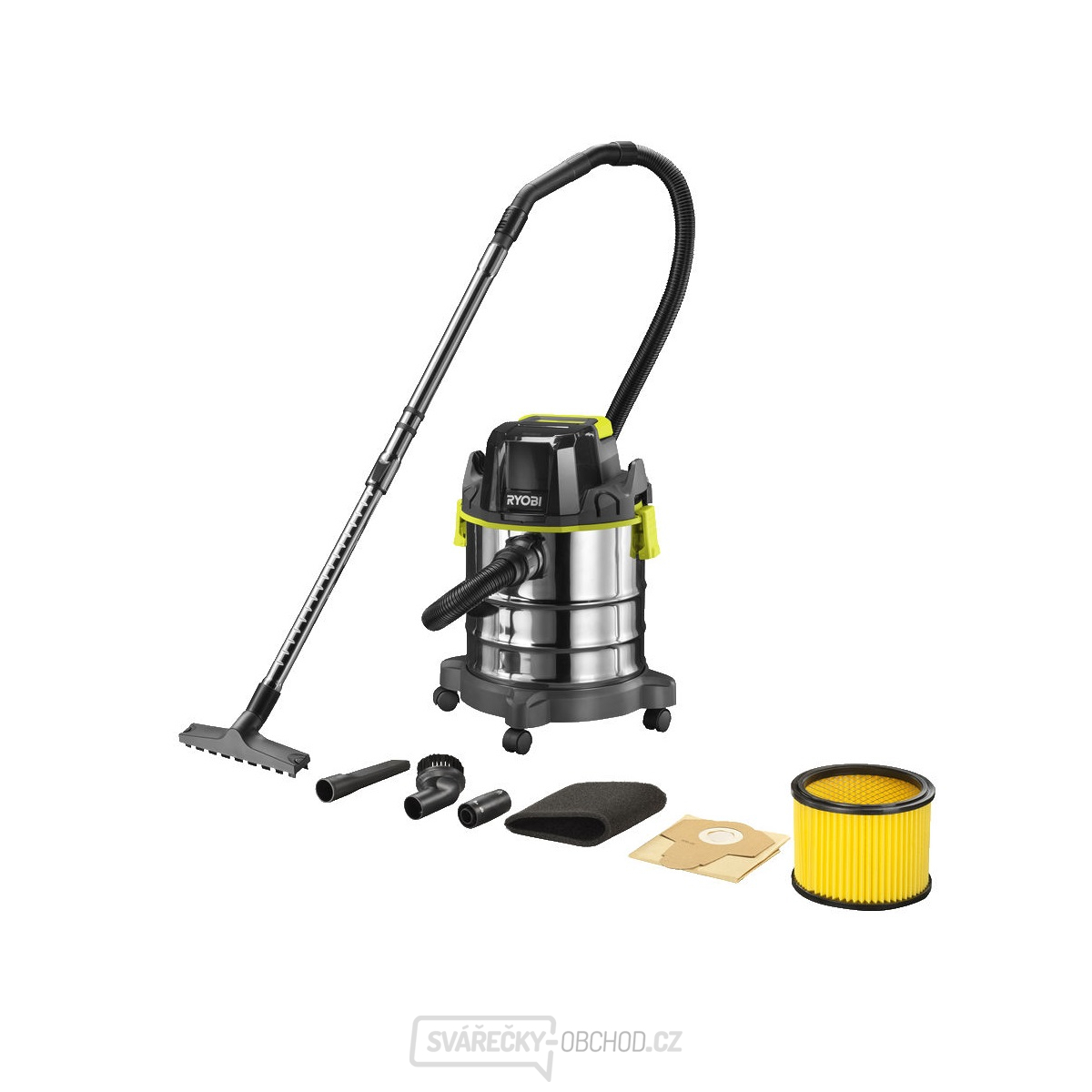 Ryobi R18WDV-0 aku 18V vysavač na mokré a suché vysávání ONE+ (bez baterie a nabíječky)