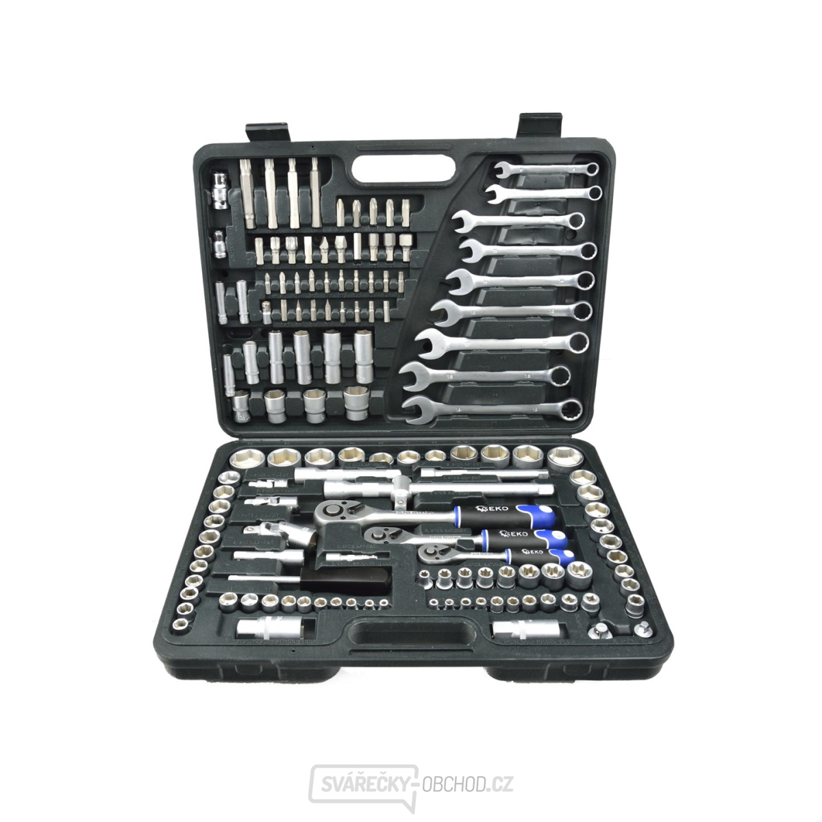 Gola sada GEKO 1/4", 3/8" a  1/2", s očkoplochými klíči - 138 ks