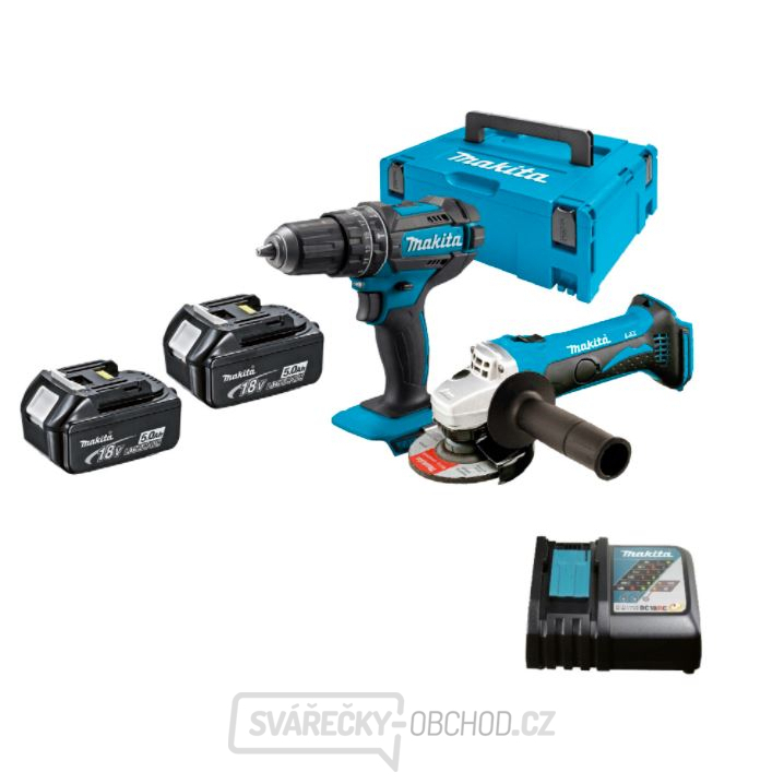 MAKITA 18V 2-dílný set DLX313CBT - DGA452 + DHP482 + 2x aku