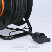 Solight prodlužovací přívod na bubnu, 1 zásuvka, venkovní, 50m gumový kabel, 3x 1,5mm2, IP44 náhled