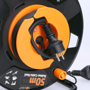 Solight prodlužovací přívod na bubnu, 1 zásuvka, venkovní, 50m gumový kabel, 3x 1,5mm2, IP44 náhled