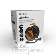 Solight prodlužovací přívod na bubnu, 1 zásuvka, venkovní, 50m gumový kabel, 3x 1,5mm2, IP44 náhled