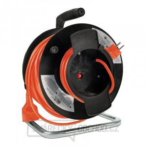 Solight prodlužovací přívod na bubnu, 1 zásuvka, 50m, oranžový kabel, 3x 1,5mm2