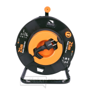 Solight prodlužovací přívod na bubnu, 1 zásuvka, venkovní, 25m gumový kabel, 3x 1,5mm2, IP44 náhled