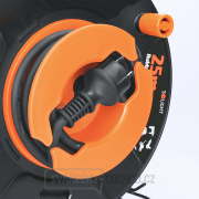 Solight prodlužovací přívod na bubnu, 1 zásuvka, venkovní, 25m gumový kabel, 3x 1,5mm2, IP44 náhled