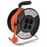 Solight prodlužovací přívod na bubnu, 4 zásuvky, 25m, 3x 1,0mm2, oranžový kabel gallery main image