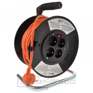 Solight prodlužovací přívod na bubnu, 4 zásuvky, 25m, 3x 1,0mm2, oranžový kabel