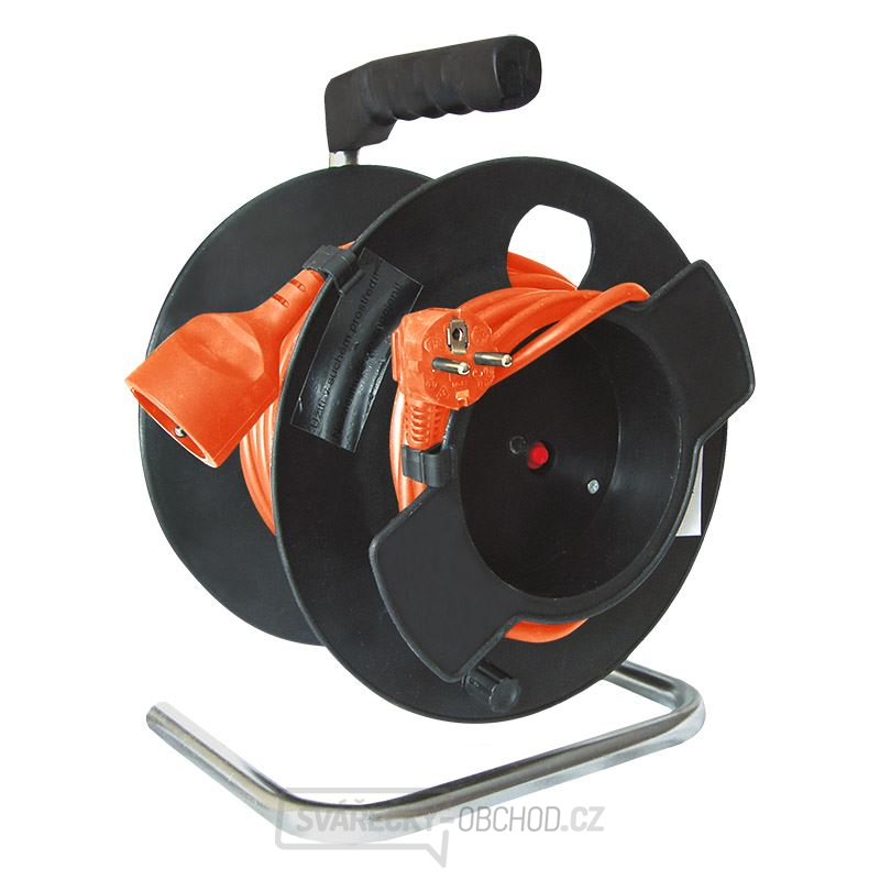 Solight prodlužovací přívod na bubnu, 1 zásuvka, 25m, oranžový kabel, 3x 1,5mm2