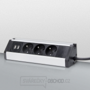 Solight prodlužovací přívod, 3 zásuvky + 2X USB, 1,5m, 3 x 1mm2, hliník, rohový design Náhled