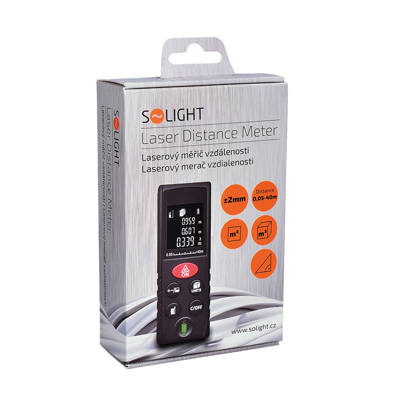 Levně Solight laserový měřič vzdálenosti, 0,05 - 40m DM40