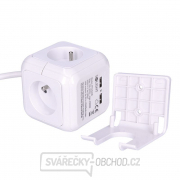 Solight prodlužovací přívod - kostka, 4 zásuvky 230V + 2x USB max. 2400mA, kabel 2m Náhled