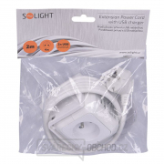Solight prodlužovací přívod - kostka, 4 zásuvky 230V + 2x USB max. 2400mA, kabel 2m náhled
