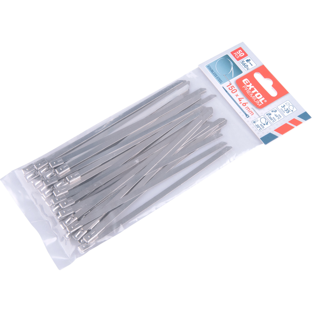 Levně EXTOL PREMIUM Pásky stahovací NEREZ, 150x4,6mm, 50ks 8856273